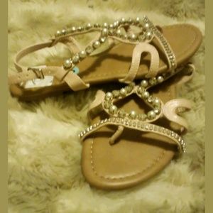 Nicole Gladiator Diamonds and Pearls Sandals NWT